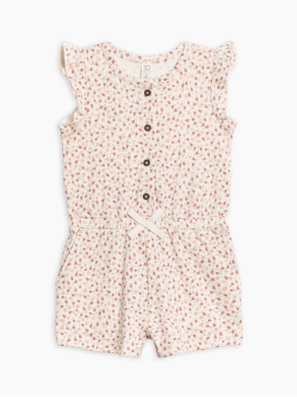 Colored Organics Floral Cotton Romper - Light Pink
